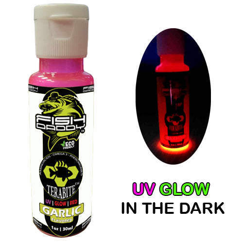 FishDaddy TERABITE UV Glow fishing scent enhancer in Glow Pink, Garlic