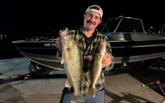 Late-fall Walleye fishing before freeze-up on a northern lake