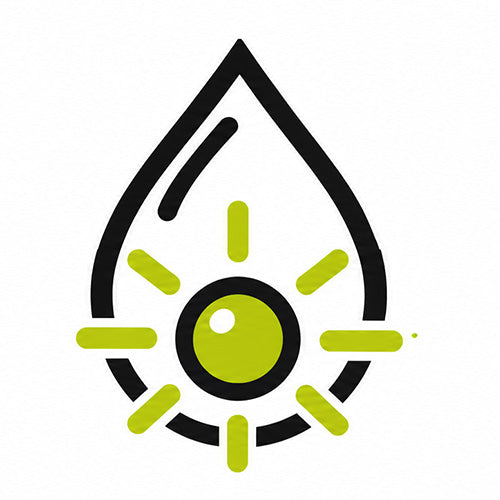 an icon illustrating deadman switch with an LED glowing ON with water activated droplet in background.
