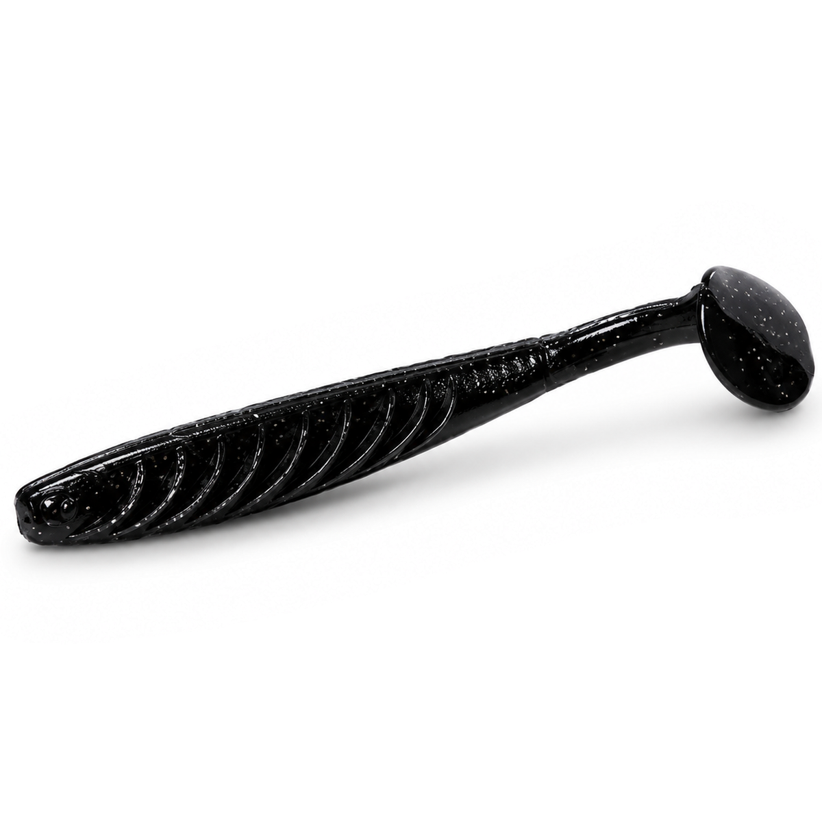 FishDaddy Spike J-Shad soft plastic in Black - Glow Green