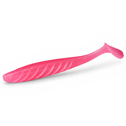 FishDaddy Spike J-Shad soft plastic in Pink - Glow Orange
