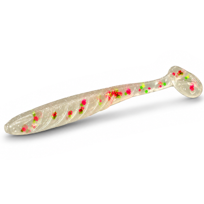 FishDaddy Spike J-Shad soft plastic in Clear - Glow Flake