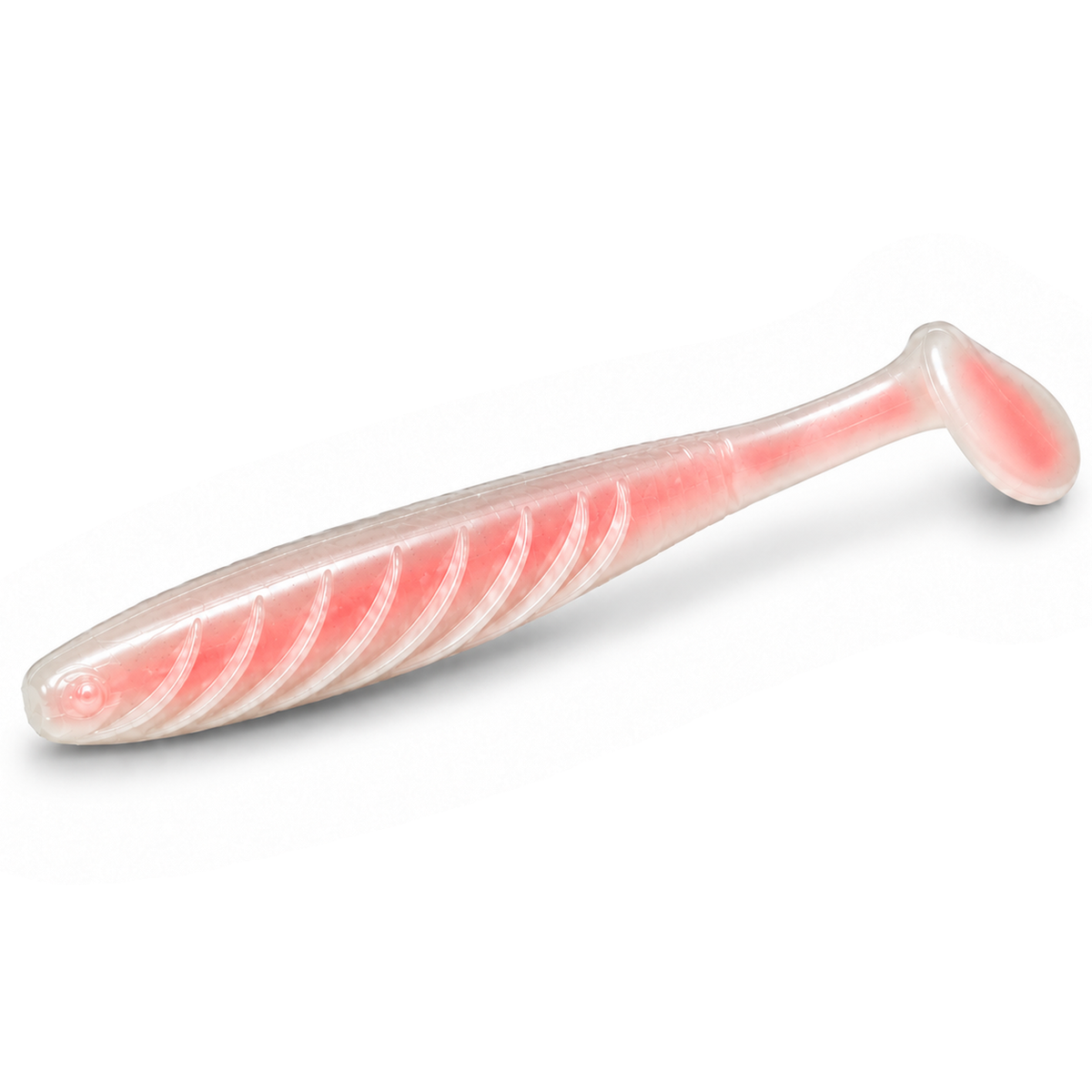 FishDaddy Spike J-Shad soft plastic in White - Glow Red