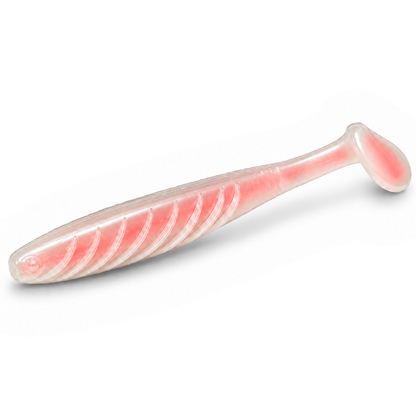 FishDaddy Spike J-Shad soft plastic in White - Glow Red