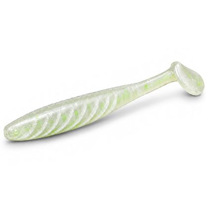 FishDaddy Spike J-Shad soft plastic in White - Glow Green