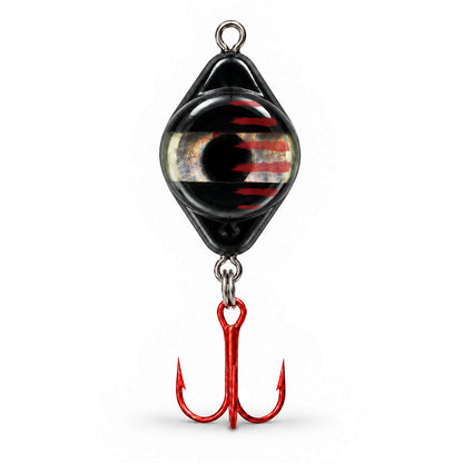 FishDaddy Dirty Bomb Spoon, in Black Tiger, 1/16 oz., blinking green LED