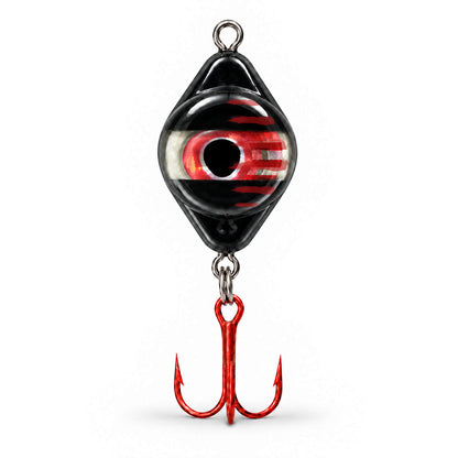 FishDaddy Dirty Bomb Spoon, in Black Tiger, 1/16 oz., blinking pink LED