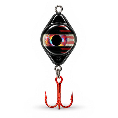 FishDaddy Dirty Bomb Spoon, in Black Tiger, 1/16 oz., blinking blue LED