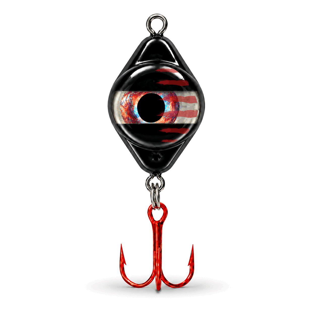 FishDaddy Dirty Bomb Spoon, 1/16 oz., Black Tiger, blinking blue LED