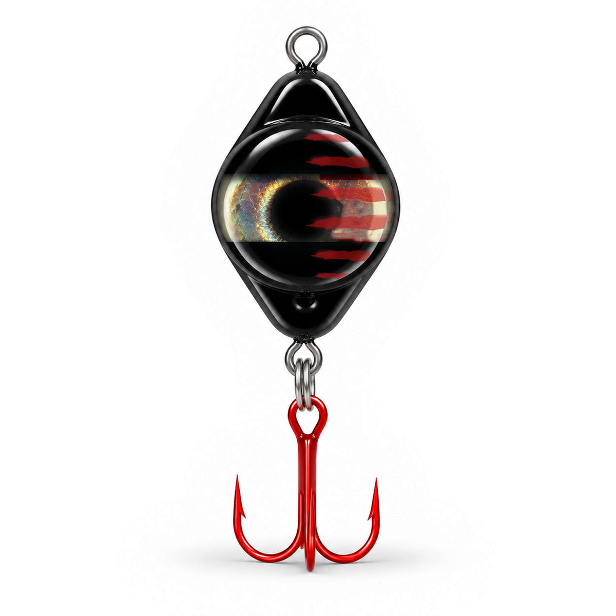 FishDaddy Dirty Bomb Spoon, in Black Tiger, 1/16 oz., blinking gold LED