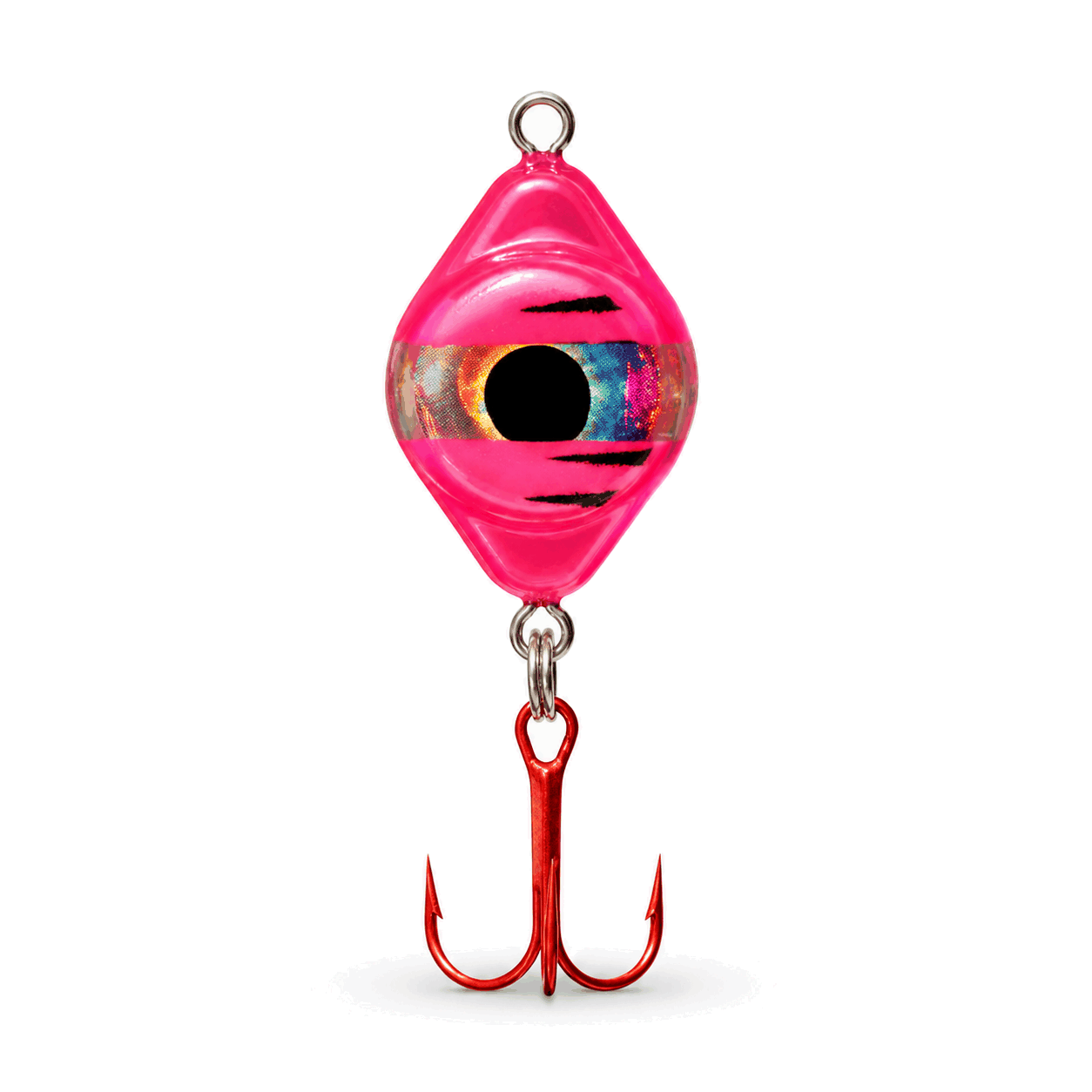 FishDaddy Dirty Bomb Spoon, 1/16 oz., Pink Tiger, blinking multi-color LED