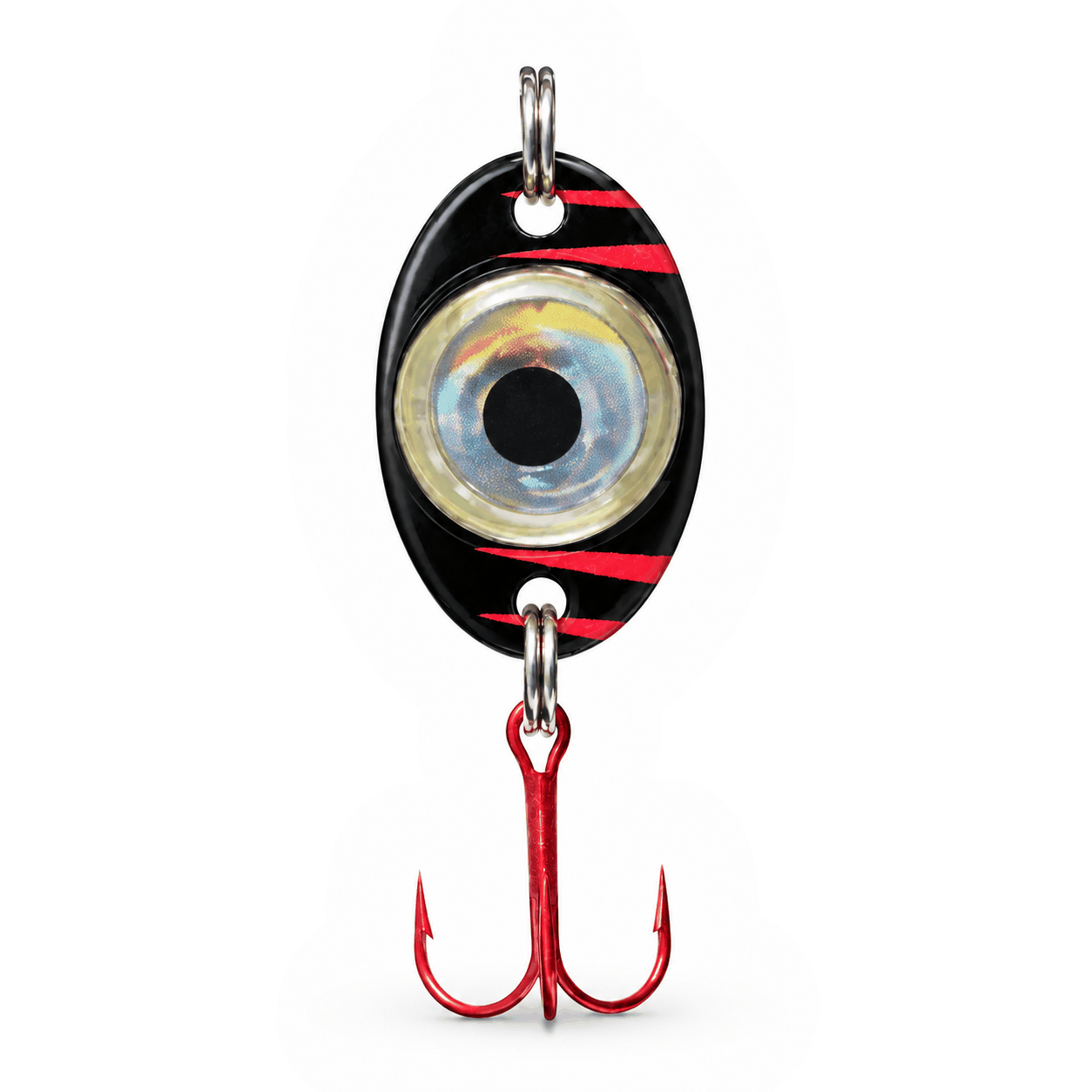 FishDaddy Dirty Bomb Spoon, 1/8 oz., Black Tiger, blinking multi-color LED