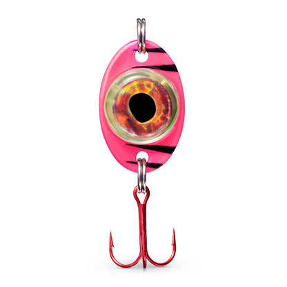 FishDaddy Dirty Bomb Spoon, in Pink Tiger, 1/8 oz., blinking gold LED