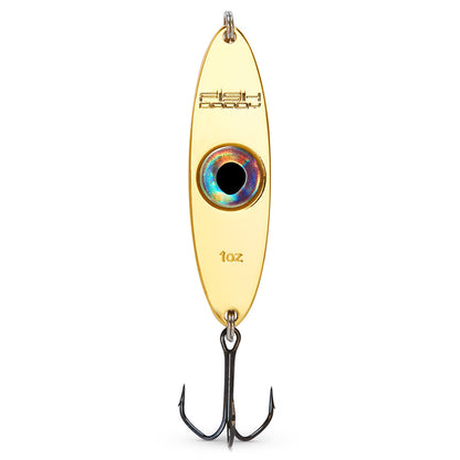 FishDaddy Dirty Bomb Spoon, in Gold, 1 oz., blinking green LED