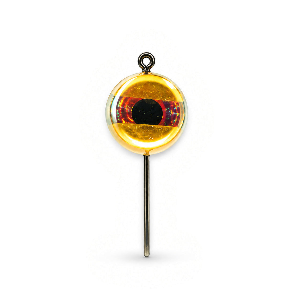 FishDaddy Dirty Bomb Live Wire 1/16 oz LED jig in Gold with blinking red LED