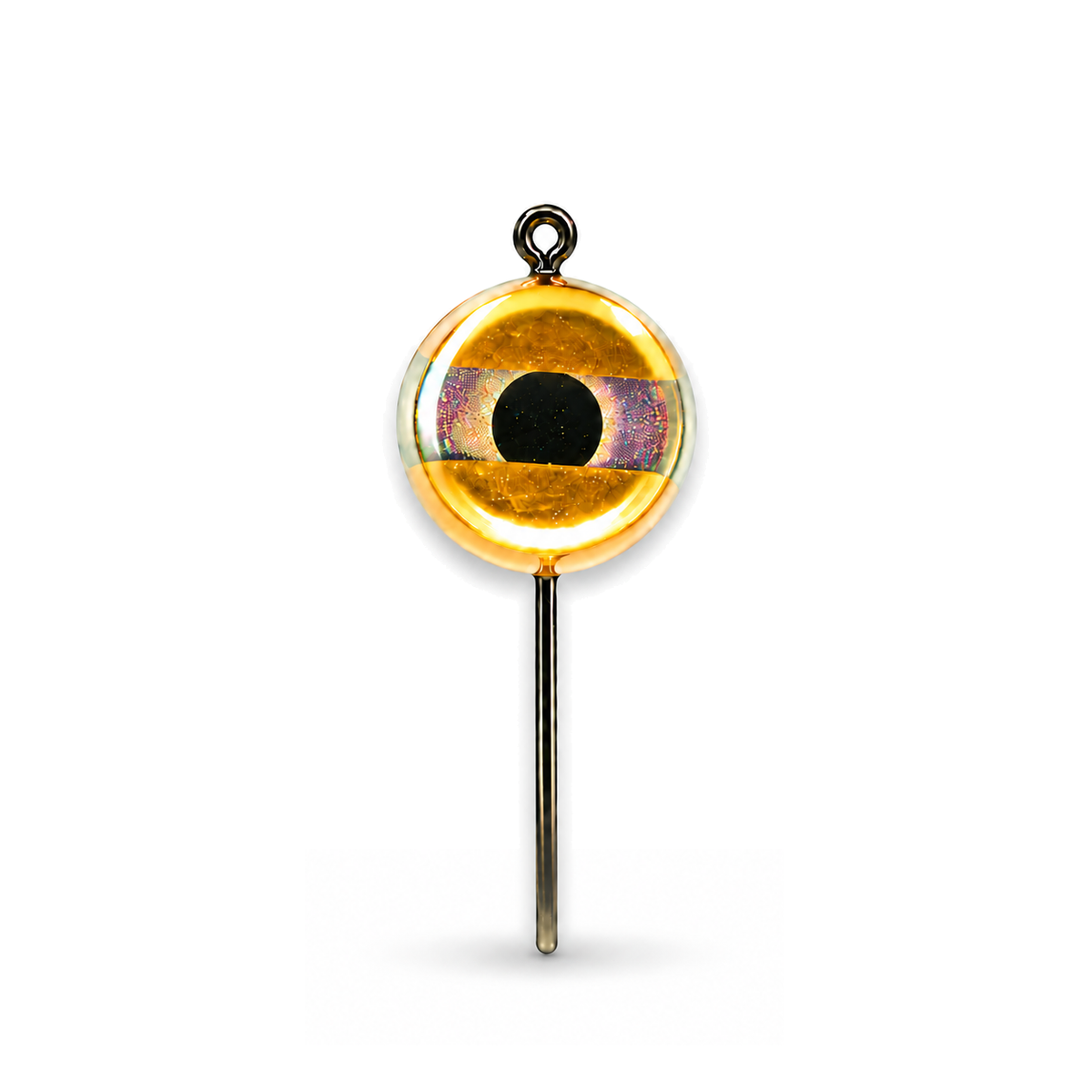FishDaddy Dirty Bomb Live Wire 1/16 oz LED jig in Gold with blinking multi-color LED