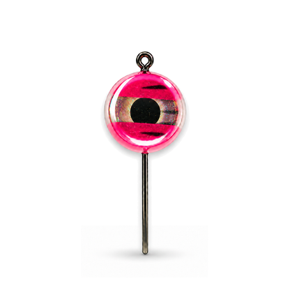 FishDaddy Dirty Bomb Live Wire 1/16 oz LED jig in Pink Tiger with blinking red LED
