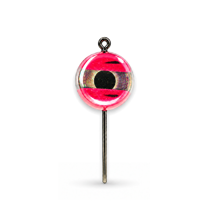 FishDaddy Dirty Bomb Live Wire 1/16 oz LED jig in Pink Tiger with blinking green LED