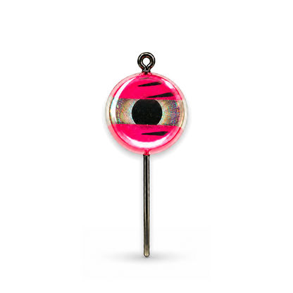 FishDaddy Dirty Bomb Live Wire 1/16 oz LED jig in Pink Tiger with blinking blue LED