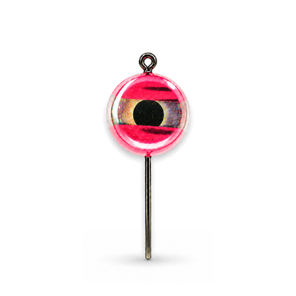FishDaddy Dirty Bomb Live Wire 1/16 oz LED jig in Pink Tiger with blinking gold LED