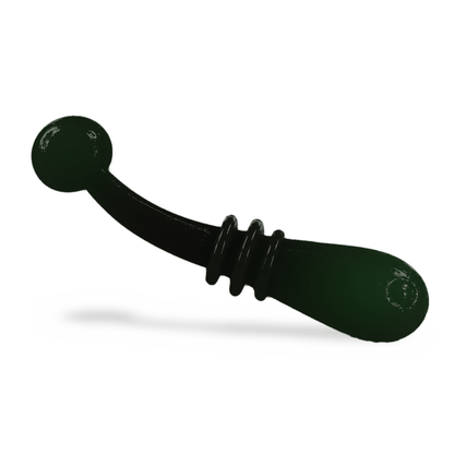 FishDaddy Boller soft plastic, Black - Glow Green, showing its glow