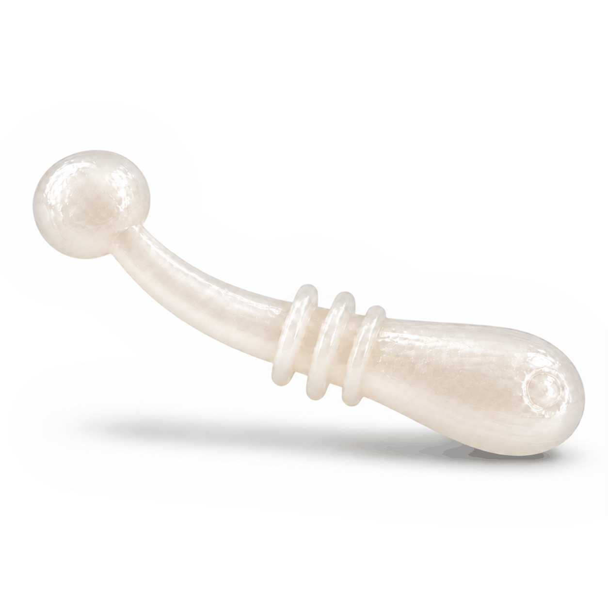 FishDaddy Boller soft plastic, White - Glow Red, showing its glow