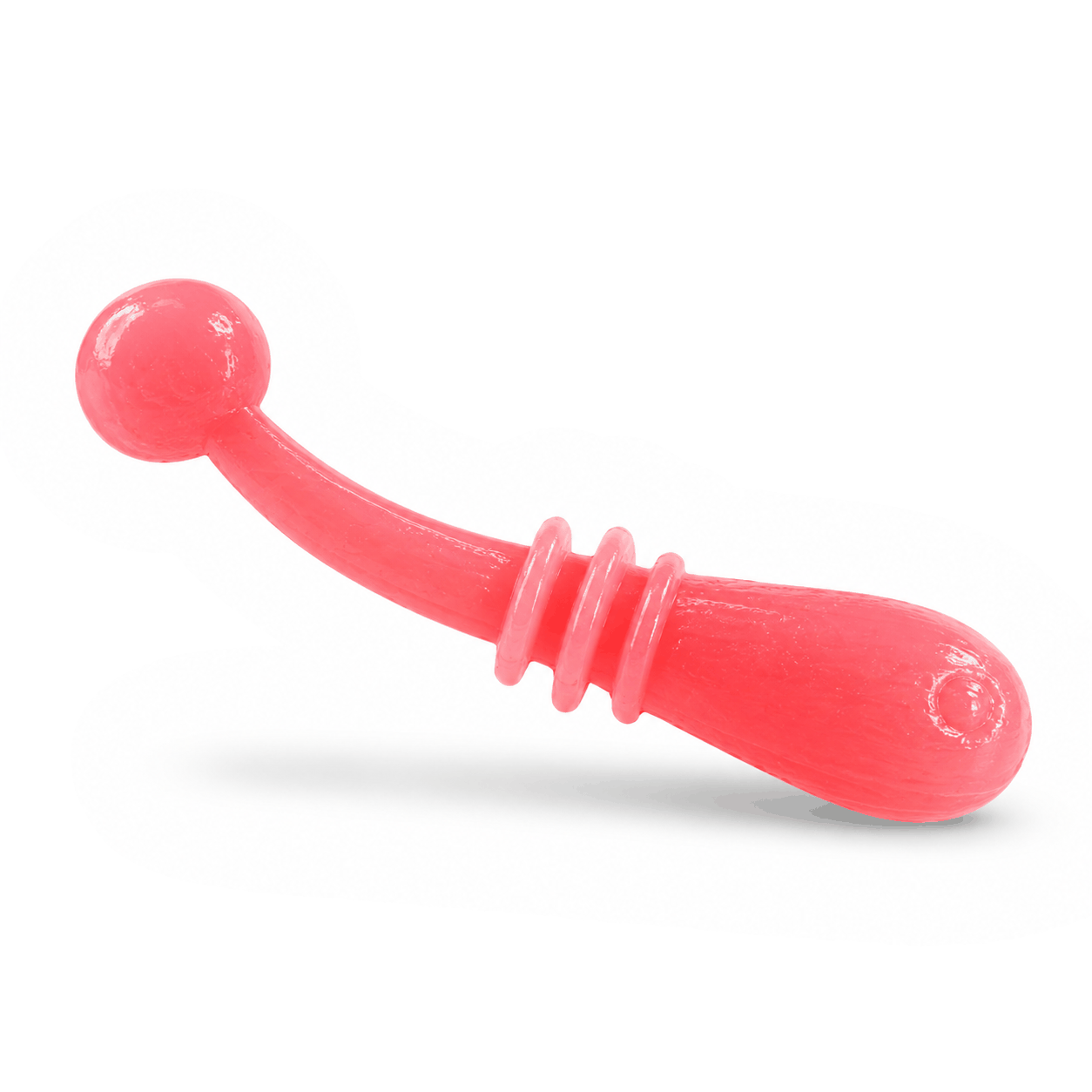 FishDaddy Boller soft plastic, Pink - Glow Orange, showing its glow