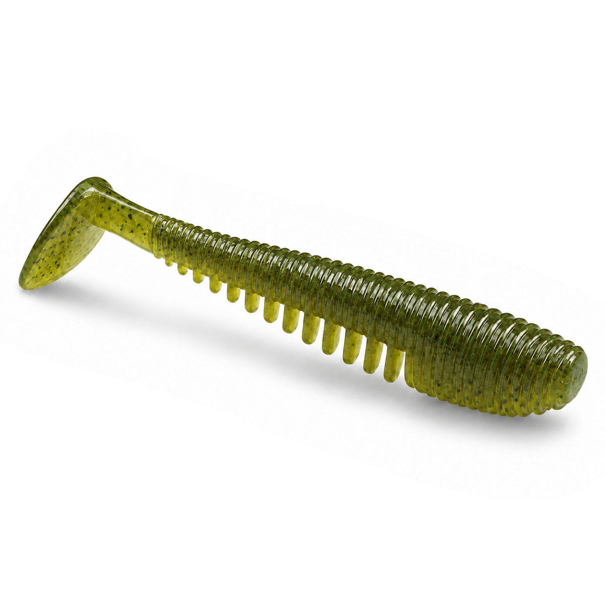 FishDaddy Lucky J-Shad soft plastic in Green Pumpkin - Glow Green