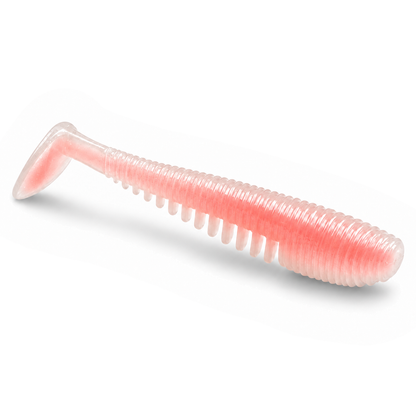 FishDaddy Lucky J-Shad soft plastic in White - Glow Red