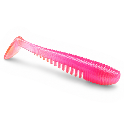FishDaddy Lucky J-Shad soft plastic in Pink - Glow Orange