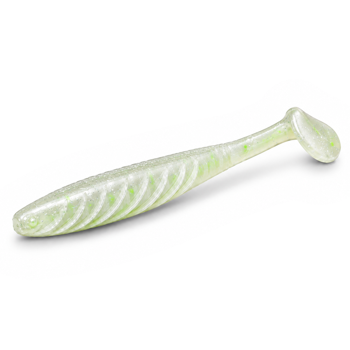 FishDaddy Spike J-Shad soft plastic in White - Glow Green