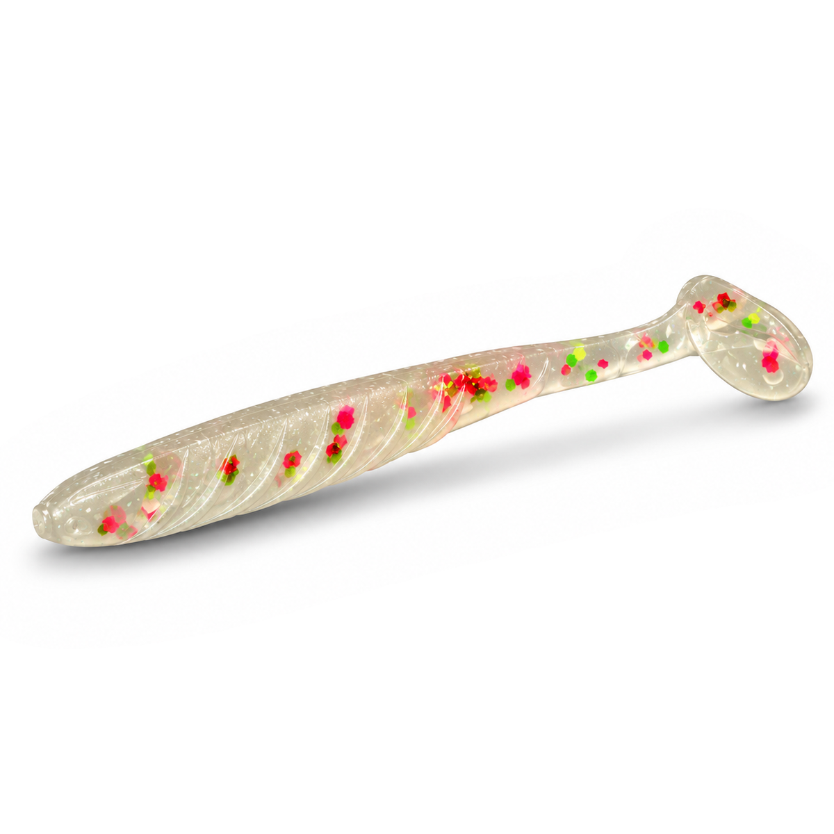 FishDaddy Spike J-Shad soft plastic in Clear - Glow Flake