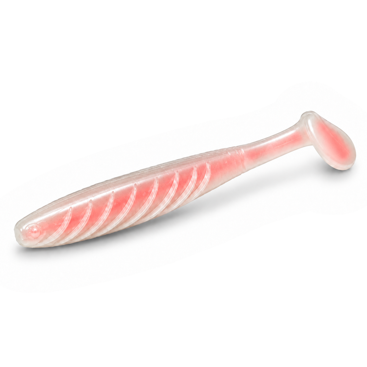 FishDaddy Spike J-Shad soft plastic in White - Glow Red