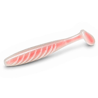FishDaddy Spike J-Shad soft plastic in White - Glow Red