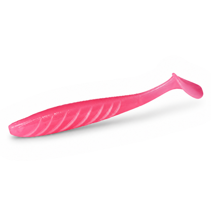 FishDaddy Spike J-Shad soft plastic in Pink - Glow Orange