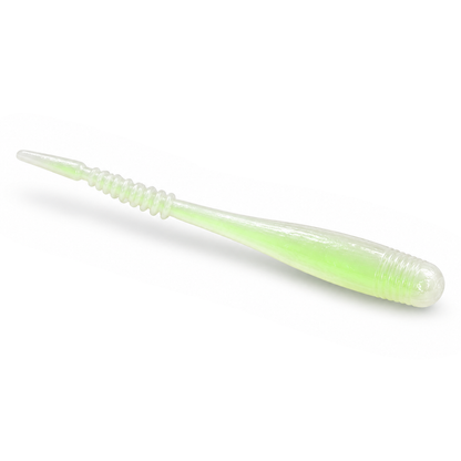 FishDaddy Spyro Tail soft plastic in White - Glow Green