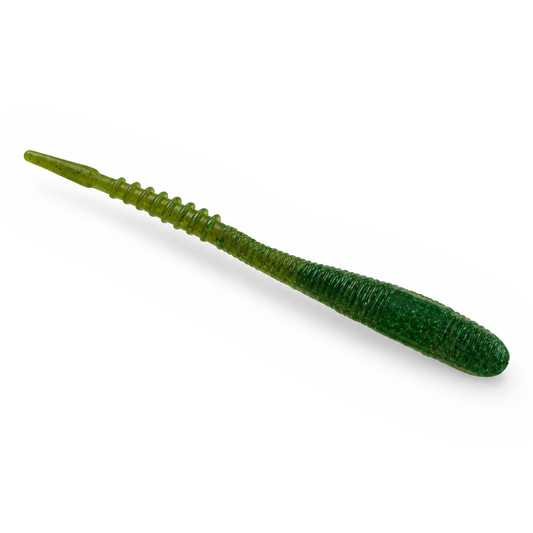 FishDaddy Spyro Tail soft plastic in Green Pumpkin - Glow Green