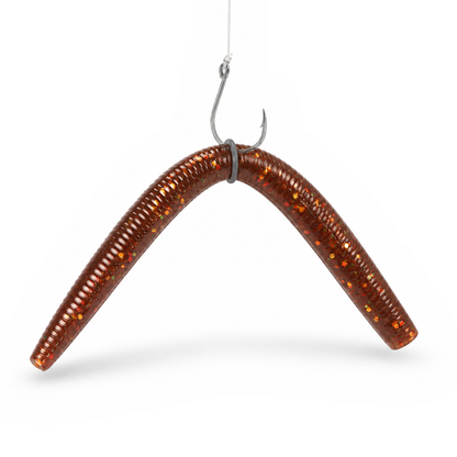 FishDaddy AirWorm soft plastic in UV Motor Oil Brown