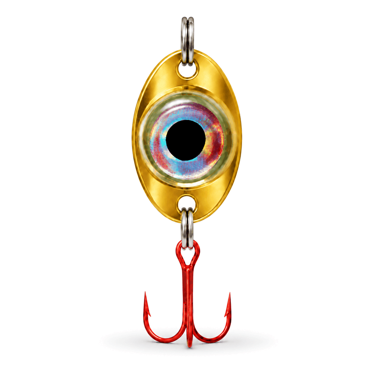 FishDaddy Dirty Bomb Spoon, Gold, blinking blue LED