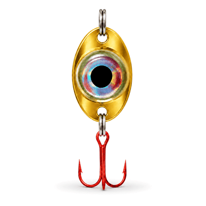 FishDaddy Dirty Bomb Spoon, Gold, blinking blue LED
