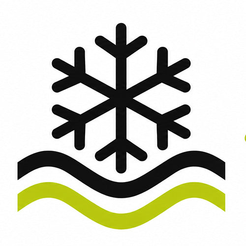 Ice Fishing and open water with snowflake and waves icon